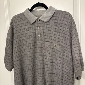 Vintage 90’s Retro Luxury Gray Grid Polo Shirt